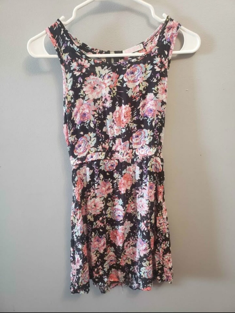 Ardene Black Mini Dress with Pink & Lavender Floral